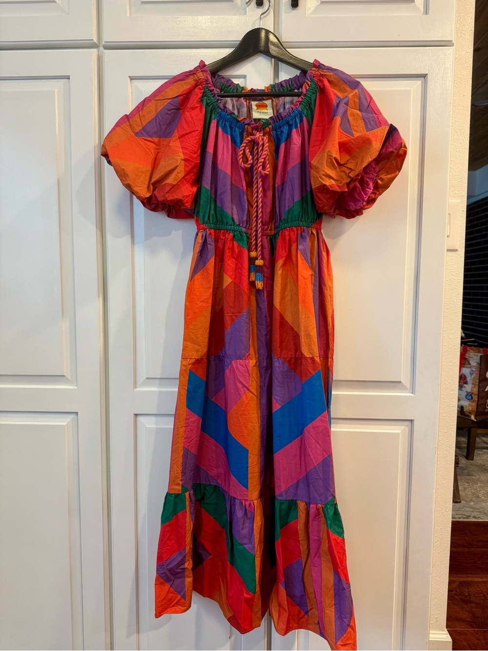 FARM Rio Off-Shoulder Amanda Stripes Maxi Dress. Size XS - Picture 4 of 12
